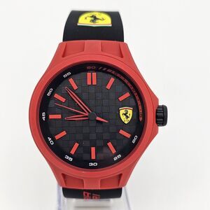 Men's Ferrari Scuderia Watch 41MM Red Case Black Dial Plastic Bands New Battery